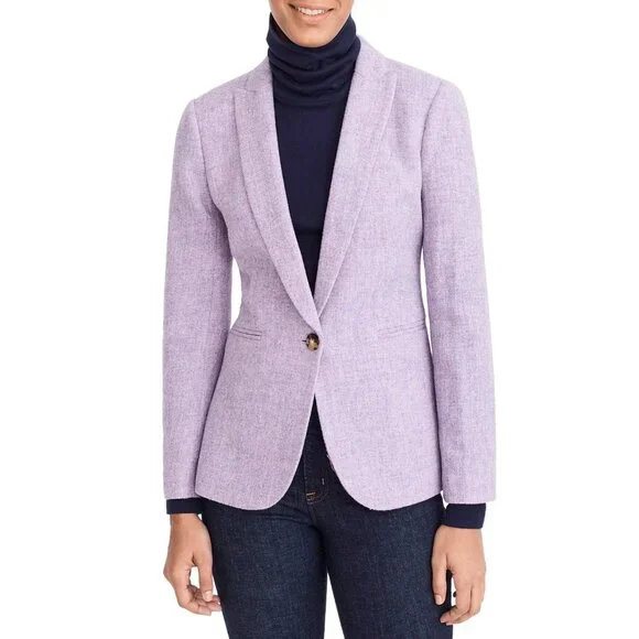 J.Crew Parke Chantal Herringbone Wool Blazer Womens 20 2X Purple Tweed Preppy - Picture 1 of 16